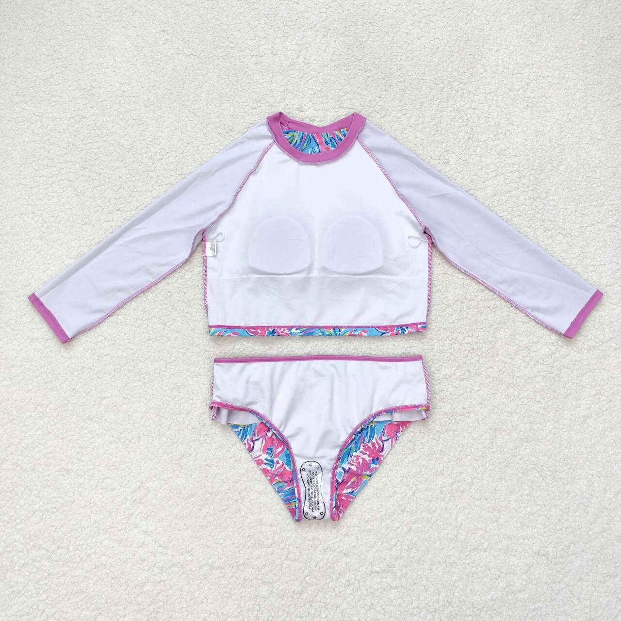 two piece watercolor rash guard swimsuit girl swimwear