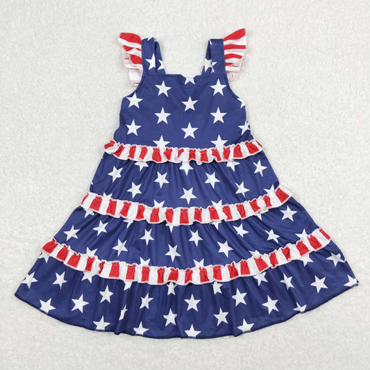 stars ruffle twirl dress girl patriotic dresses