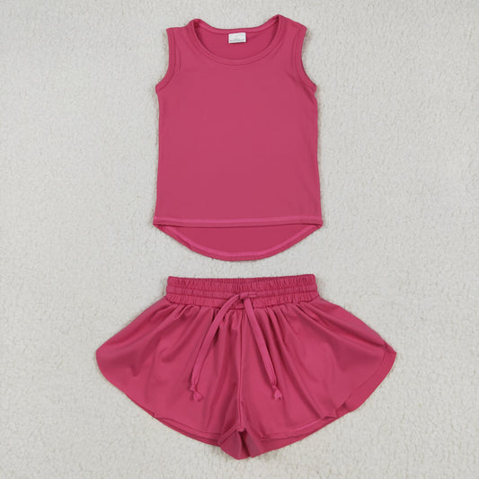 hot pink tank athletic skort shorts set