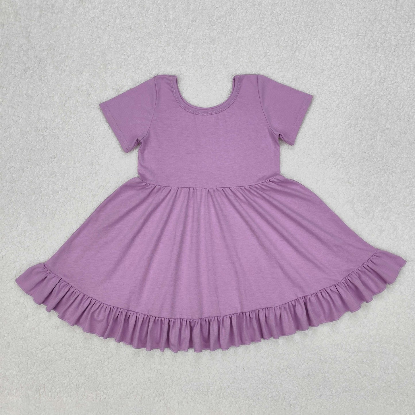 short sleeve twirly cotton purple dress kids dresses