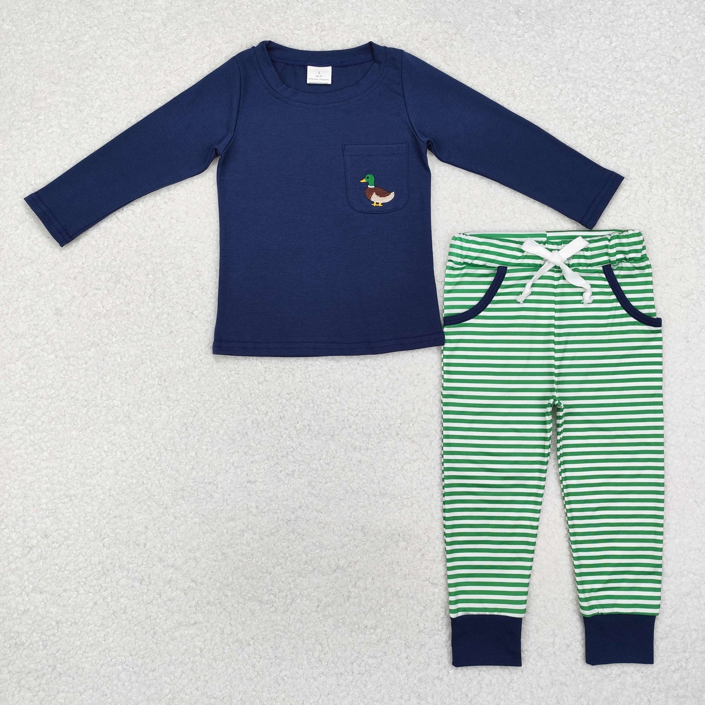 duck pocket embroidery jogger set boys clothes