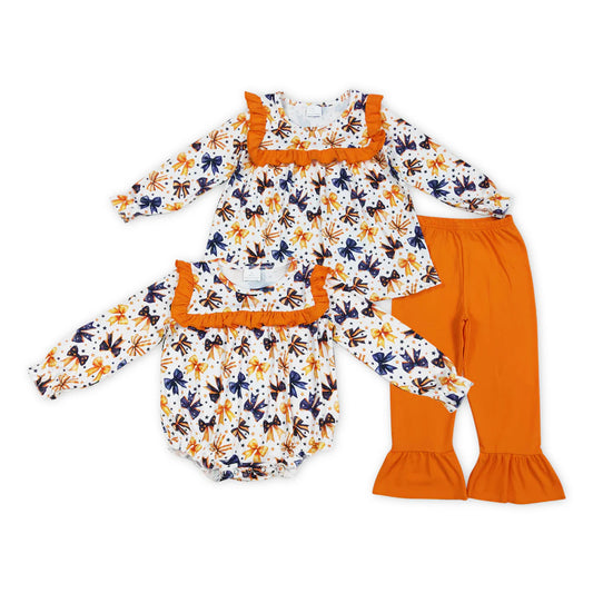 Halloween Bows Print Girls Sibling Clothing