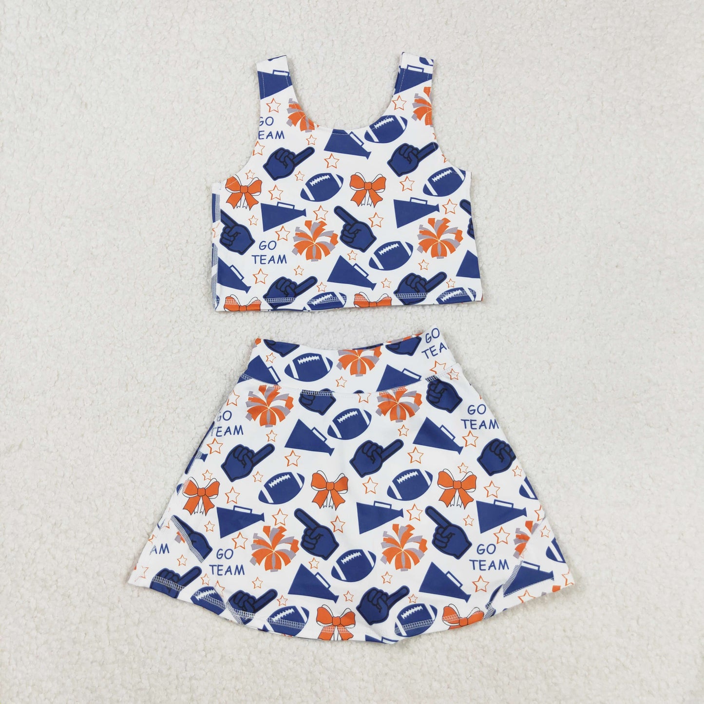 navy go team cheer football athletic skirt set
