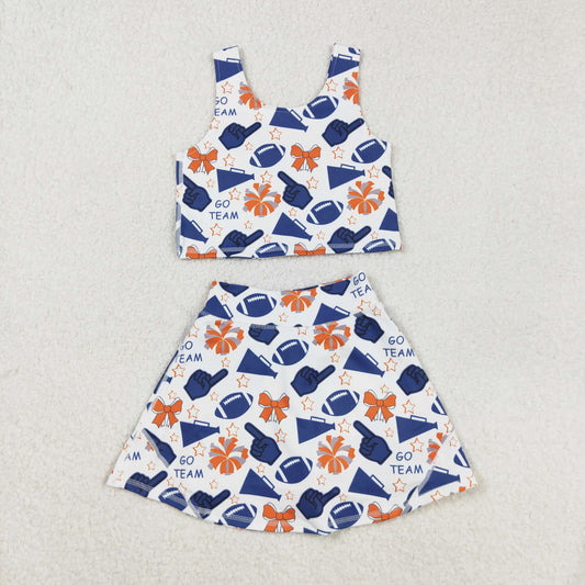navy go team cheer football athletic skirt set