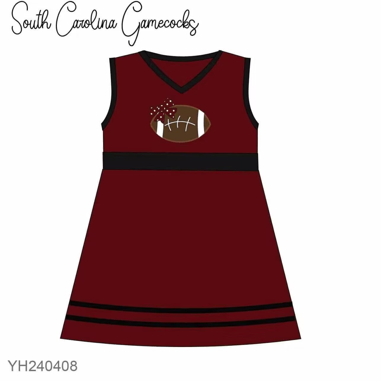 Split-CLOSE 26th Aug little girl football dress maroon