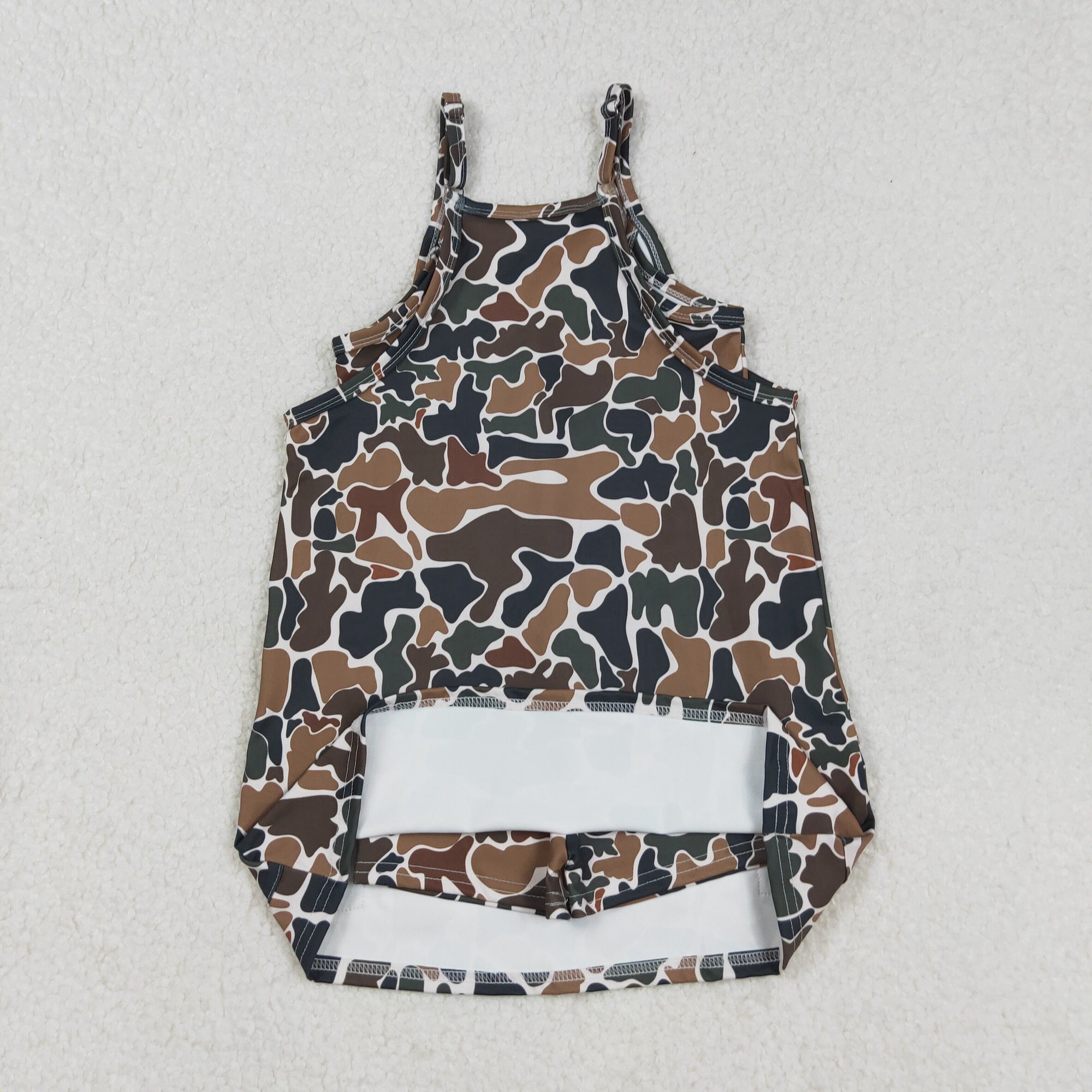 girl camo athletic suspender dress