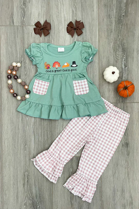 god is great god is good toddler girl thanksgiving day outfit