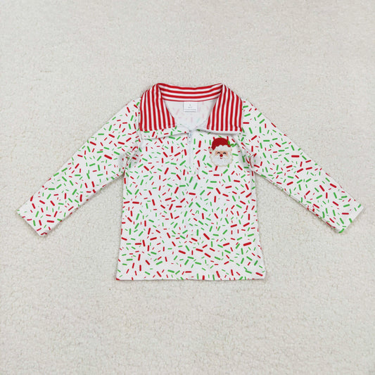 santa embroidery Christmas ice cream zip pullover