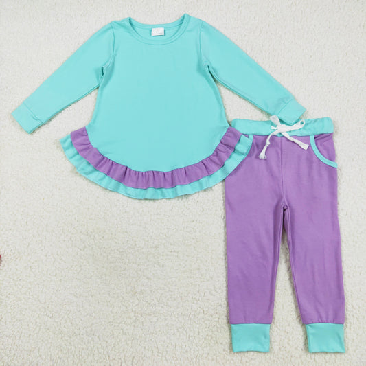mint purple solid jogger set girls clothes