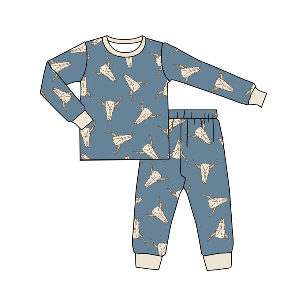 pre order  long sleeve skull print boys pajama set