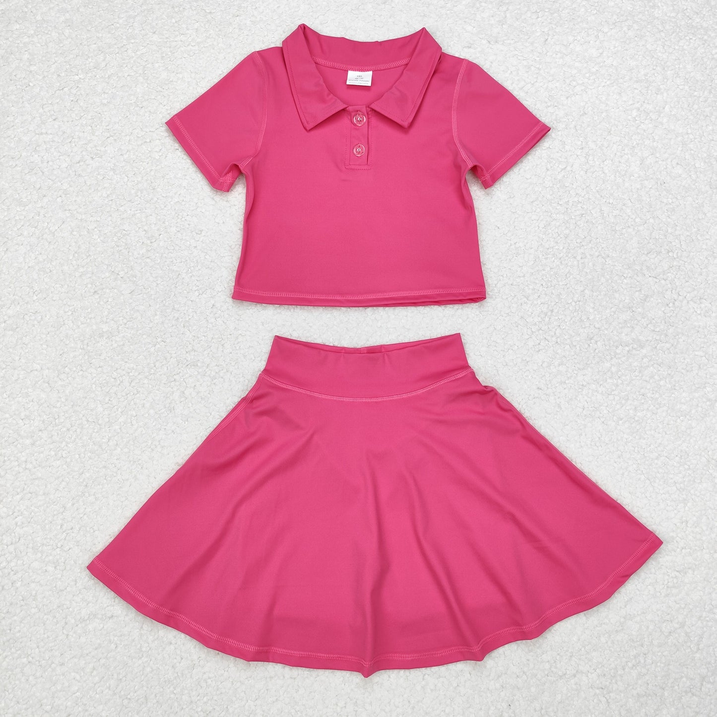 little girl hot pink polo yoga two piece activewear