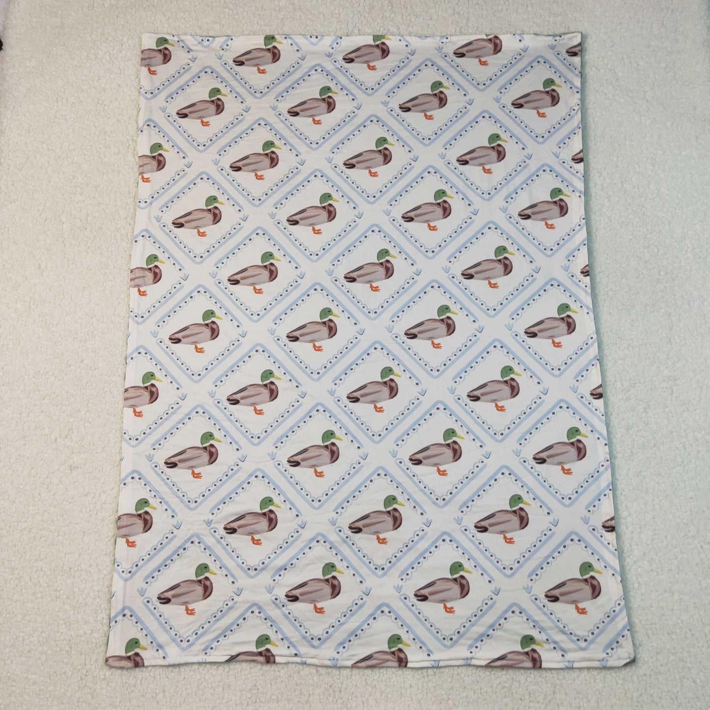 green duck print baby blanket