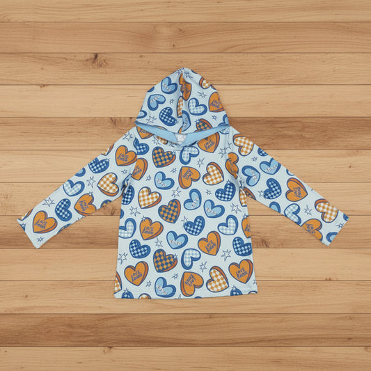 blue xoxo heart boy hoodie for valentine's day