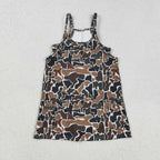 girl camo athletic suspender dress