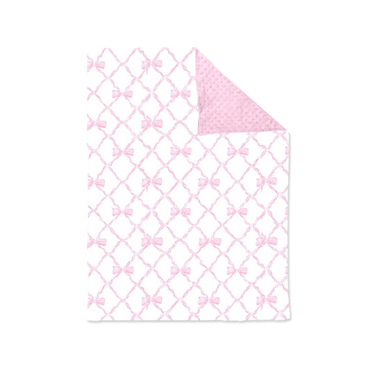 pre order pink bow fabric baby blanket