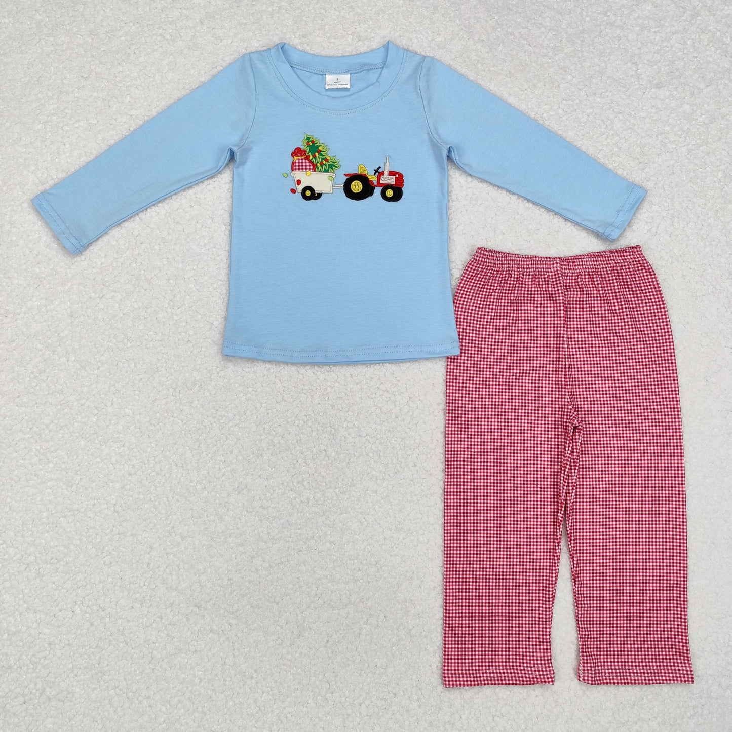 toddler boy Christmas truck embroidered pants set