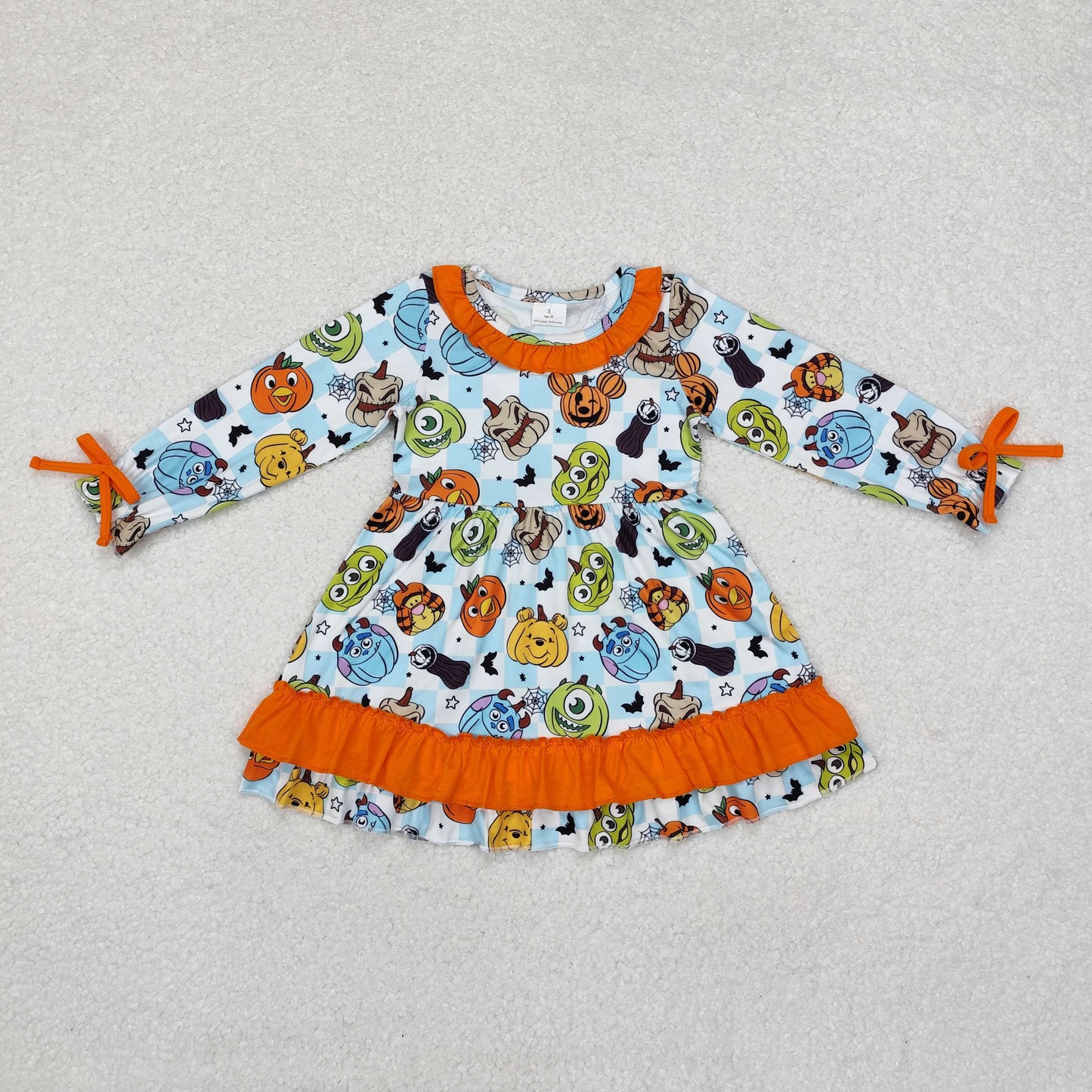 baby girl ruffle cartoon pumpkin halloween dress