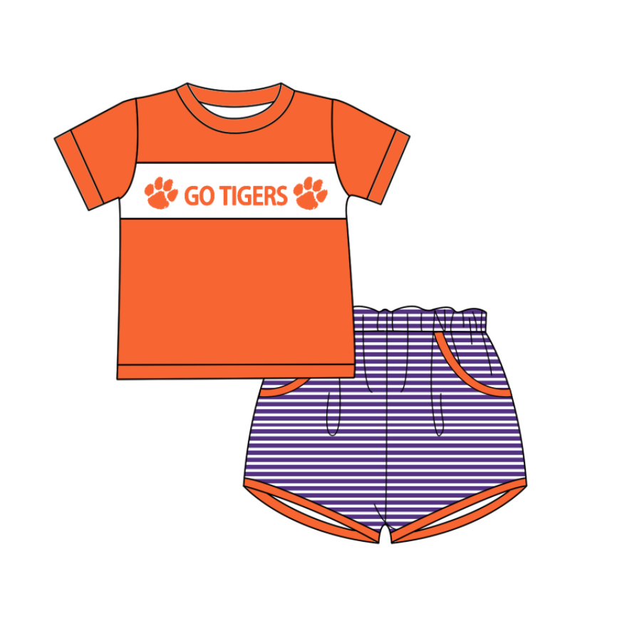 Custom order sports team boy shorts set go tigers