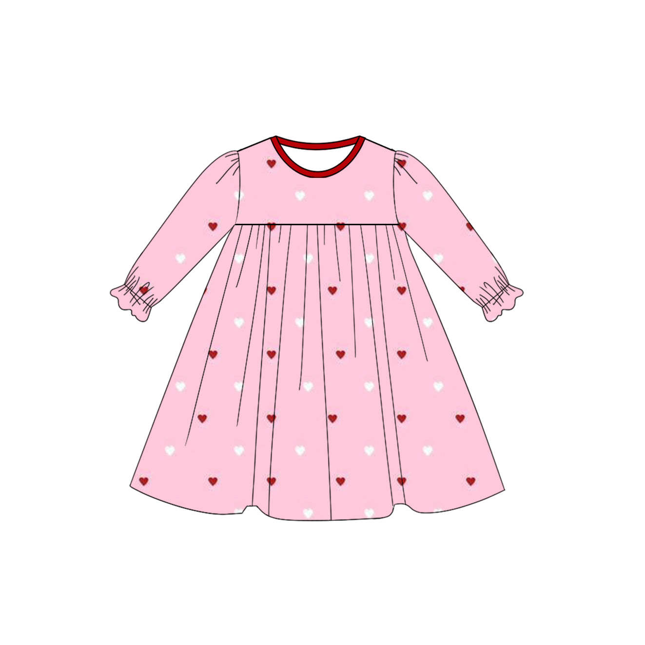 pre order heart print pink baby girl dress
