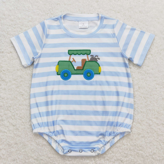 blue stripe golf embroidery tank bodysuit baby clothes