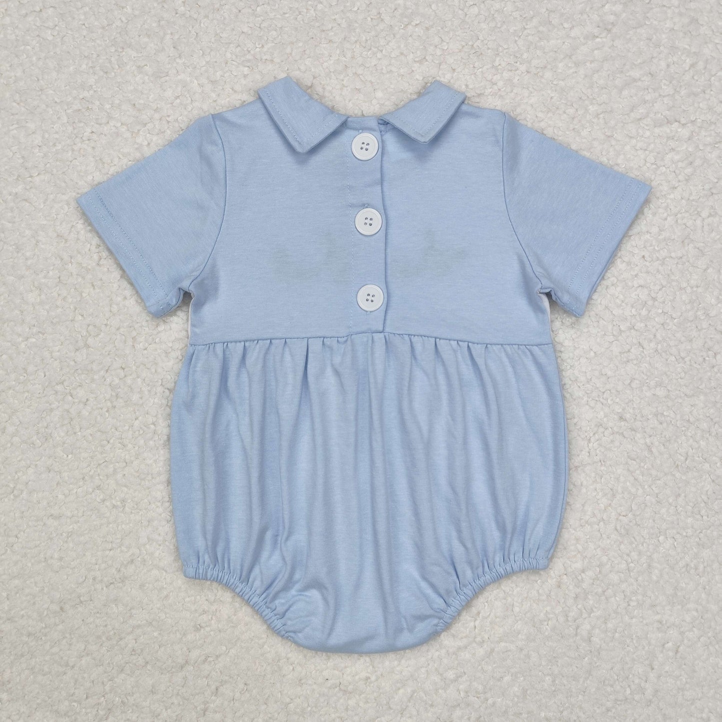 baby boy blue cotton duck embroidery bubble