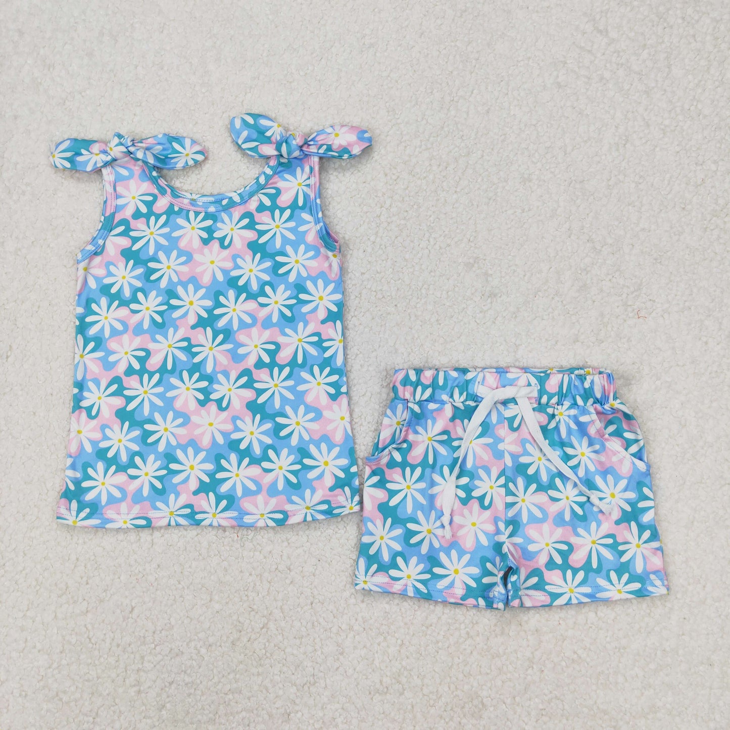 floral strap shorts set