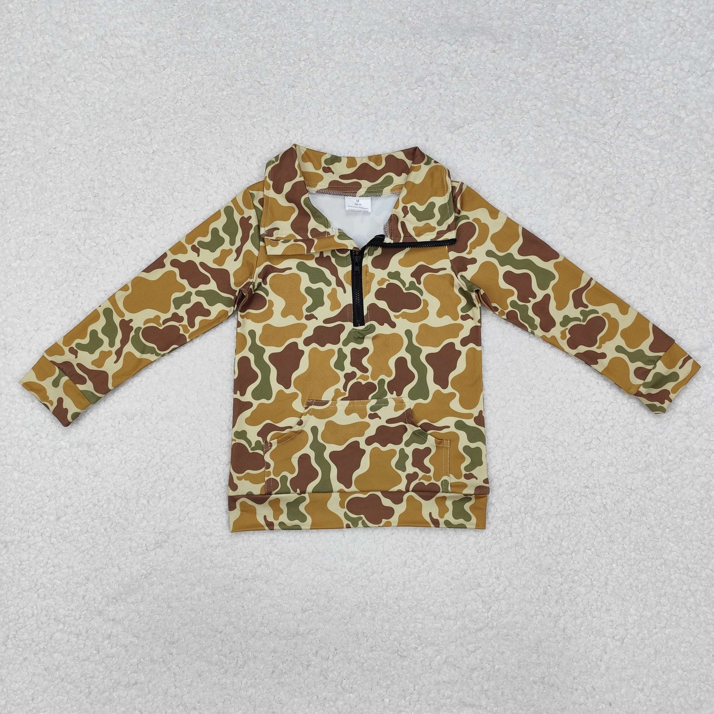 baby boy camo zip pullover with pocket