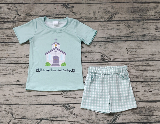 pre order  baby boy clothing church shorts set jesus love