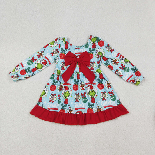 Christmas long sleeve gri*ch cindy bow dress girls dresses