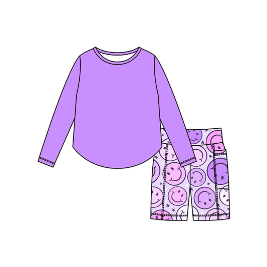 MOQ 5 One Style TAT 6-7 weeks long sleeved shirt smiley shorts set
