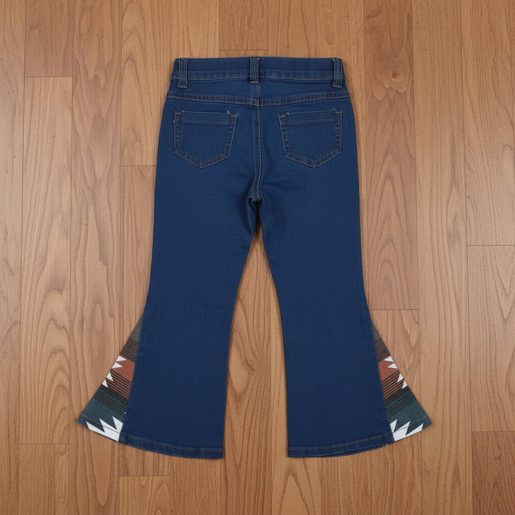 dark blue aztec denim pants girl jeans