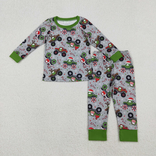 santa monster truck boy Christmas pajama set