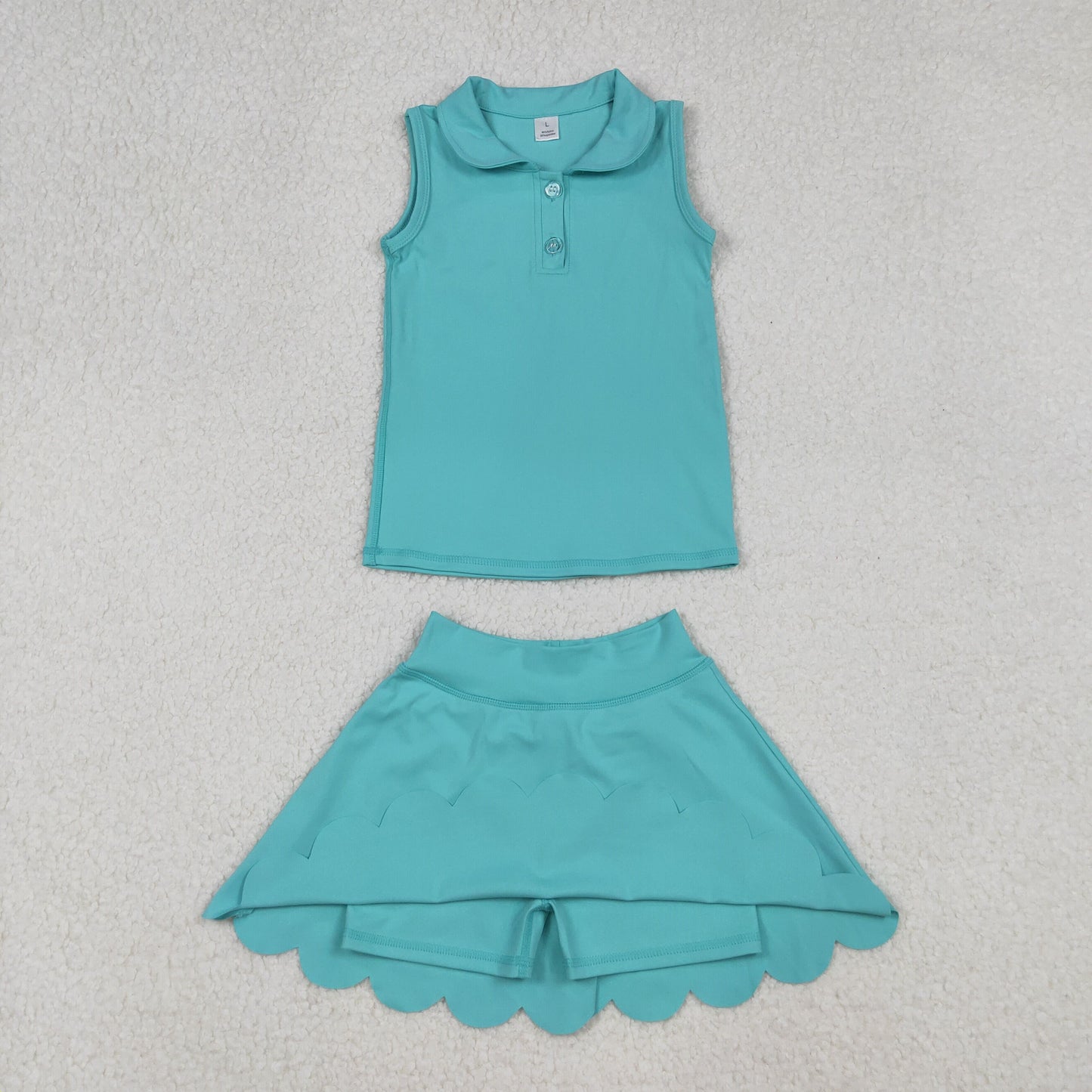 mint solid sleeveless athletic skort set