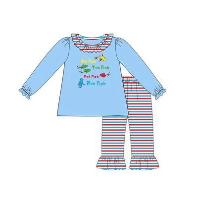 NO MOQ CLOSE 2025 29th Aug fish print stripes pants set