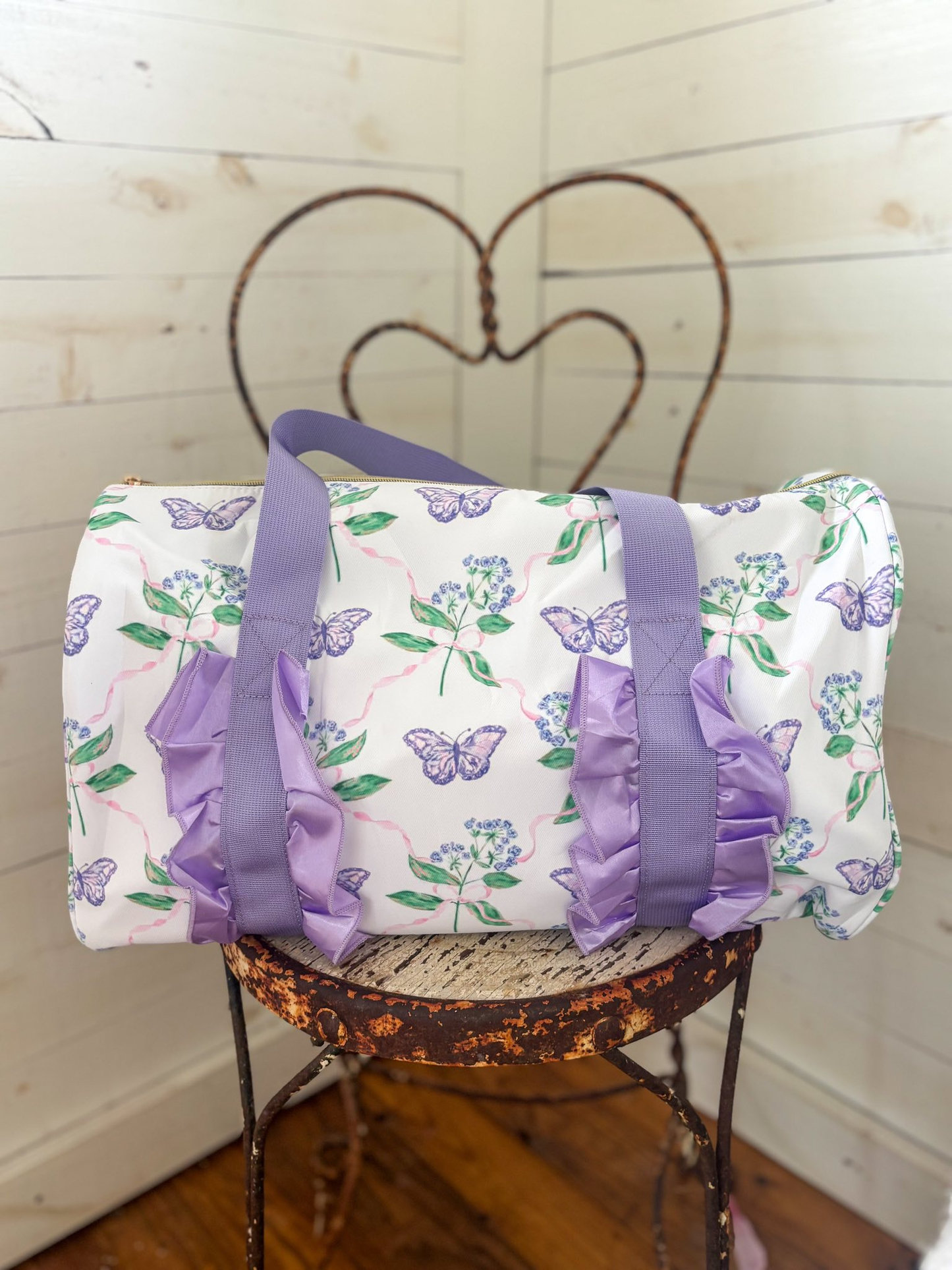 butterfly flower duffel & gym bags