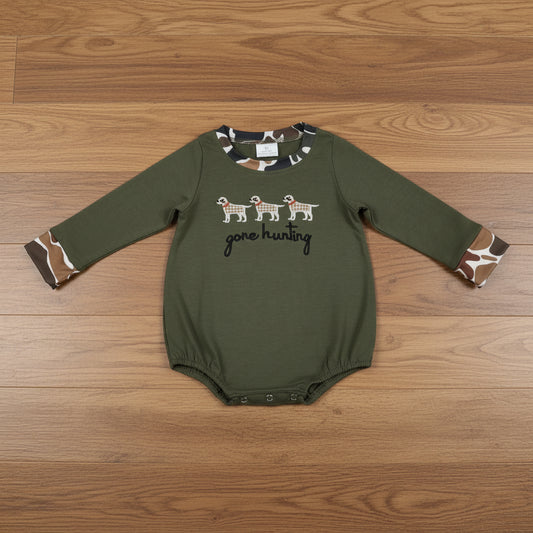olive gone hunting embroidery romper