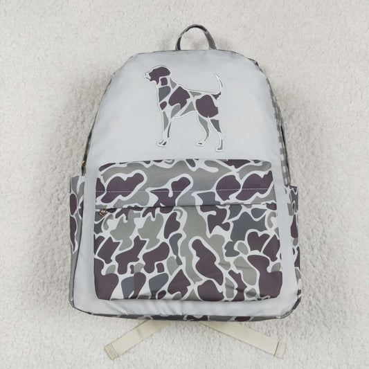 camo dog print backpack children bag