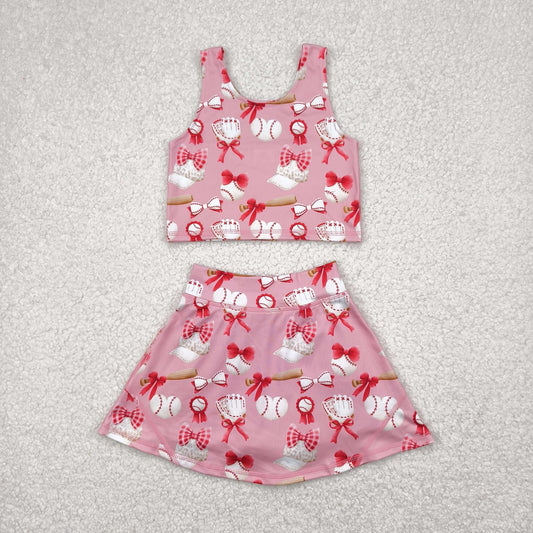 baseball two pieces athletic skort dress set