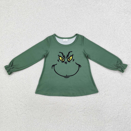 sibling green grinch print pullover shirt girl