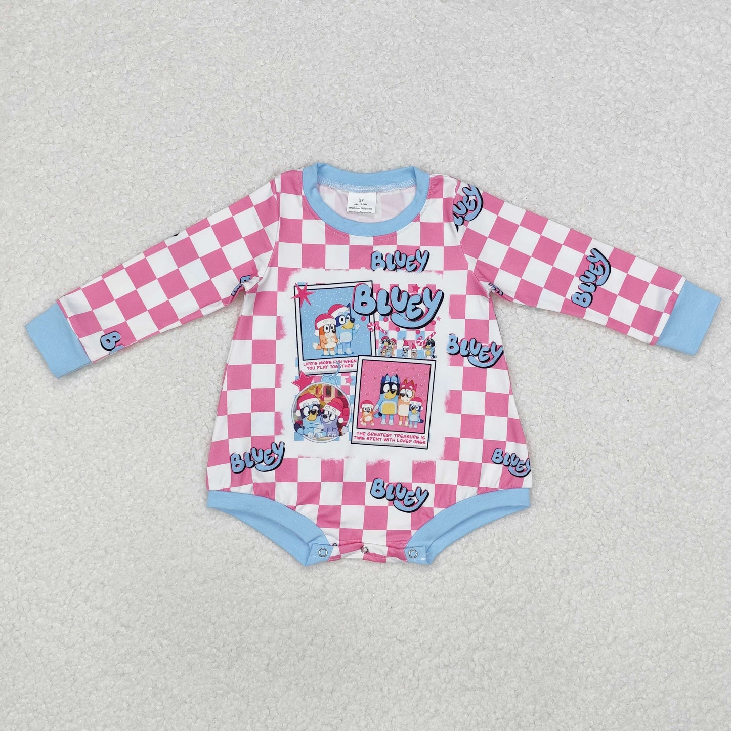 baby girl long sleeve pink checkered blu*y bubble