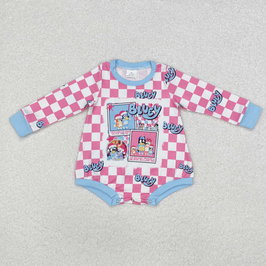 baby girl long sleeve pink checkered blu*y bubble