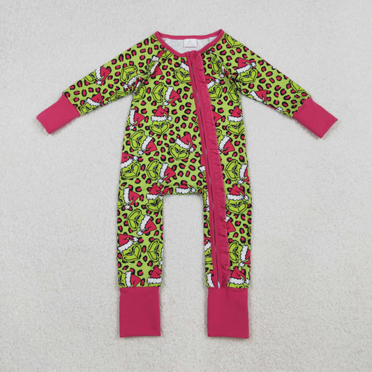 gri*ch leopard Christmas baby zip sleeper pajama