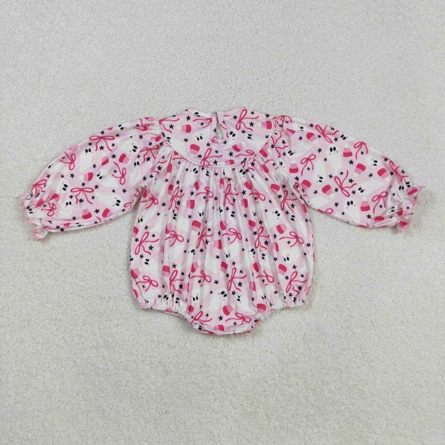 Halloween pink candy corn boo embroidery smock bubble