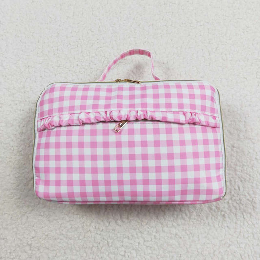 pink gingham kids lunch box