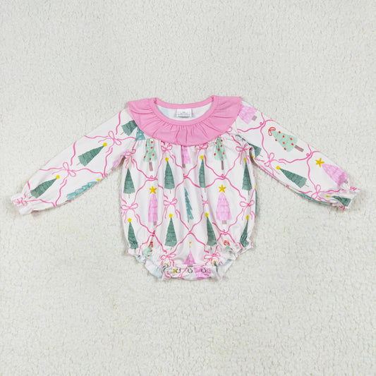 long sleeve Christmas tree baby girl bubble