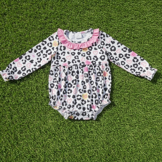 leopard and heart valentine's day baby girl bubble