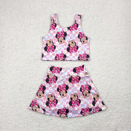 cartoon mouse two pieces athletic skort dress set