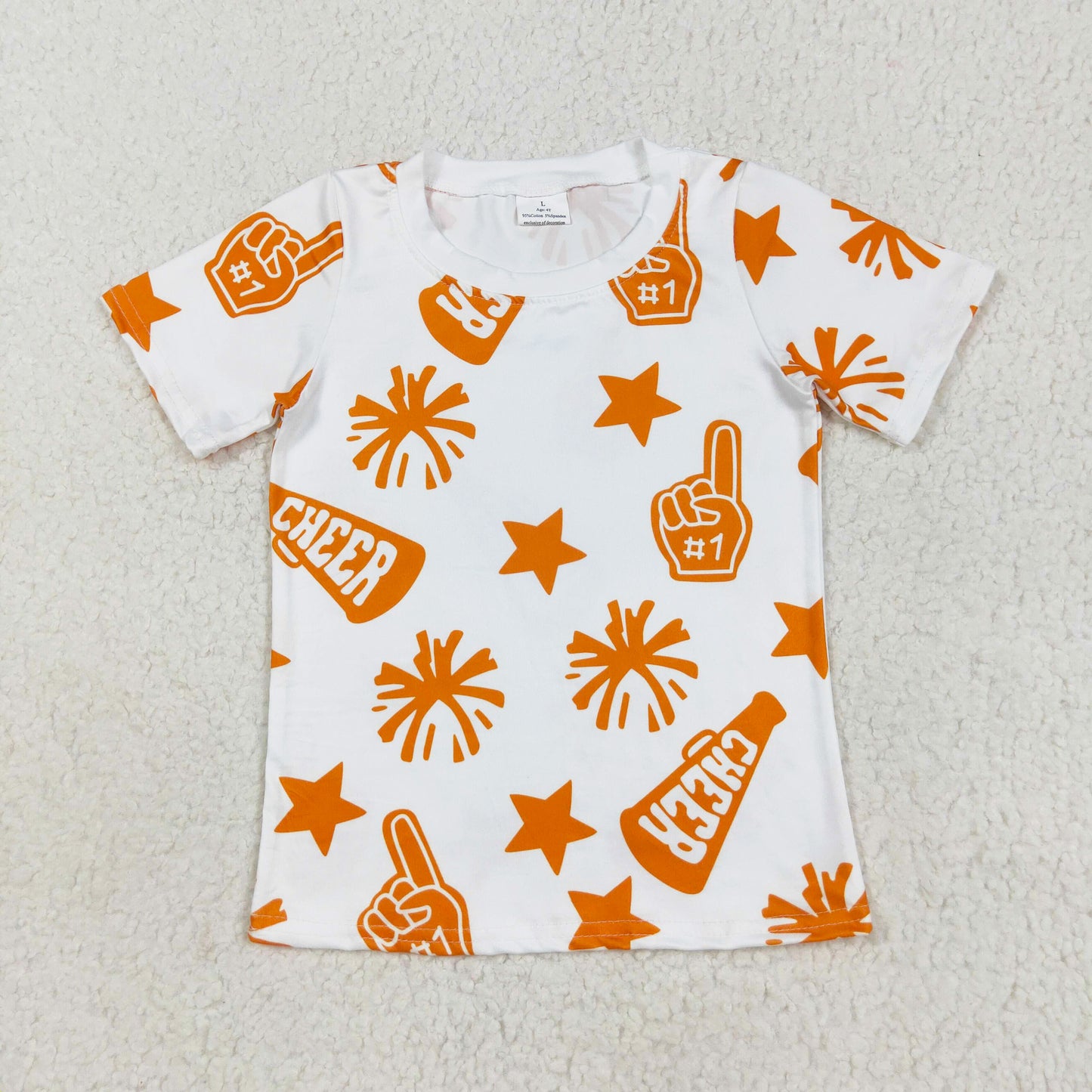 baby girl cheer t-shirt orange