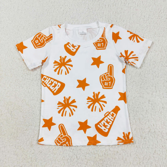 baby girl cheer t-shirt orange