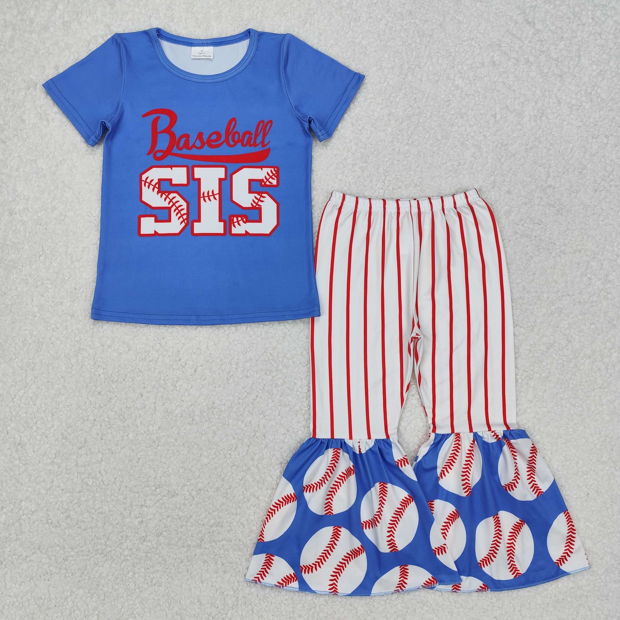 baseball bell bottom pants set girls outfit